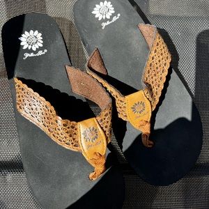 Yellow box flip flops 10